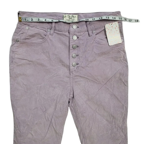 Free People Women's Sun Chaser Corduroy Skinny Ankle Jeans In Frosted Lilac - Picture 6 of 11